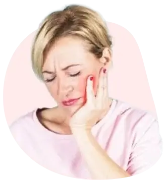 Woman suffering from toothache is holding her face